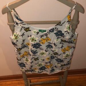 dip Floral Spaghetti Strap Cami - White with Blue & Yellow Flowers